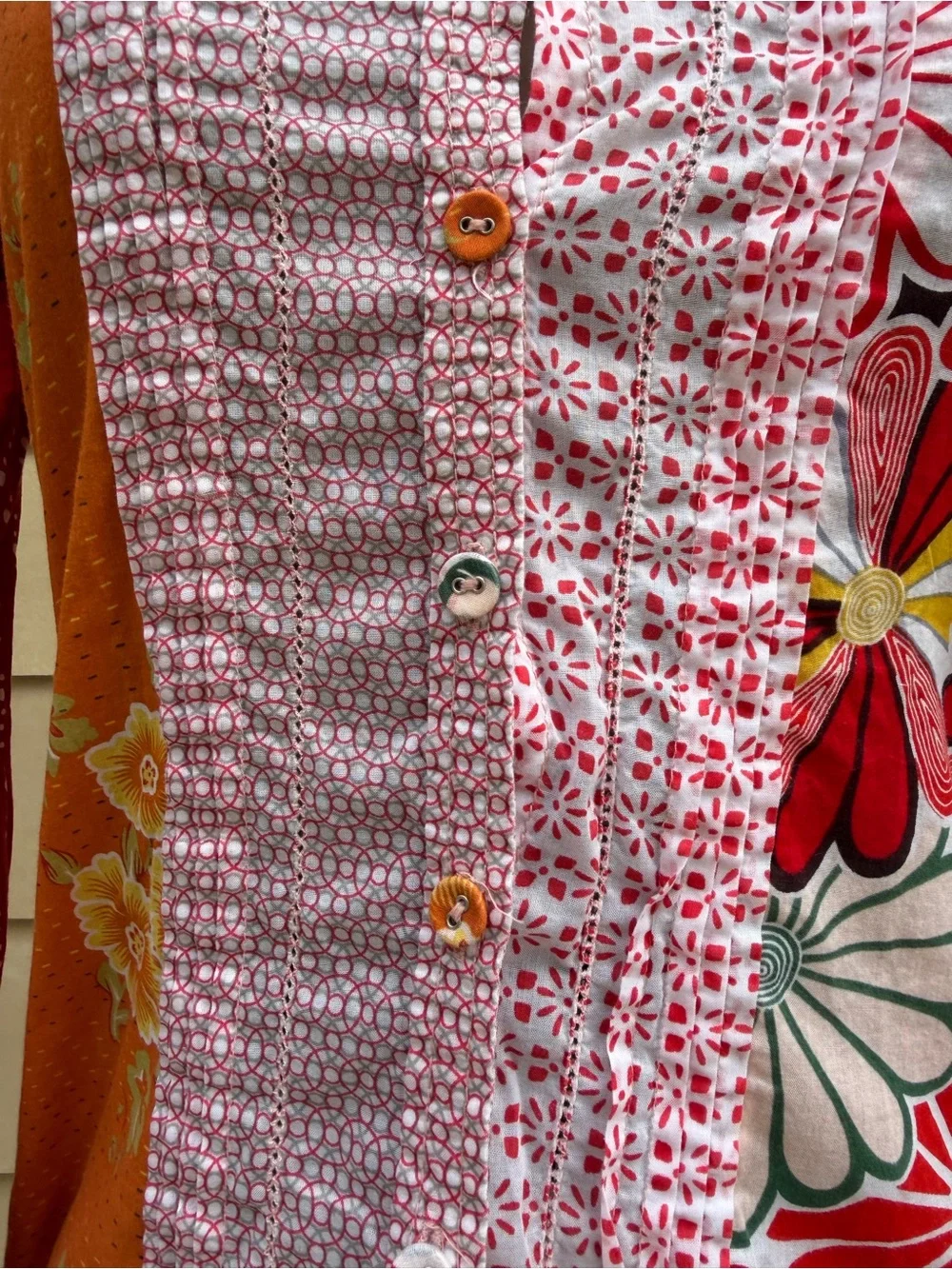 Patchwork Floral Button-Up Shirt - Multicolor